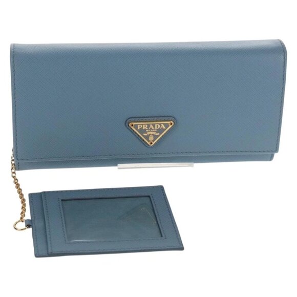 PRADA Long Wallet Safiano leather Light Blue Auth 146803V - Picture 1 of 16
